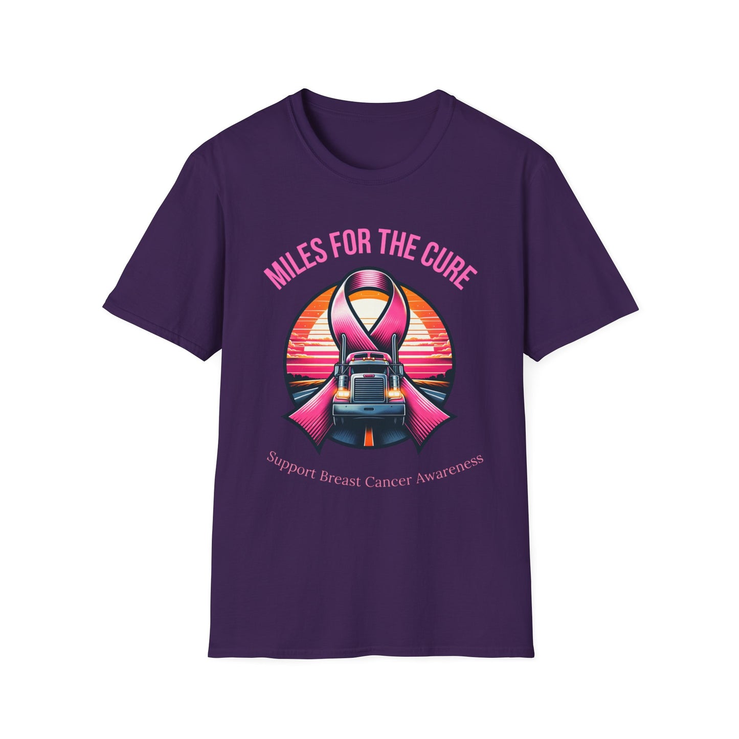 Miles for the Cure - Truck Driver Breast Cancer Awareness T-Shirt