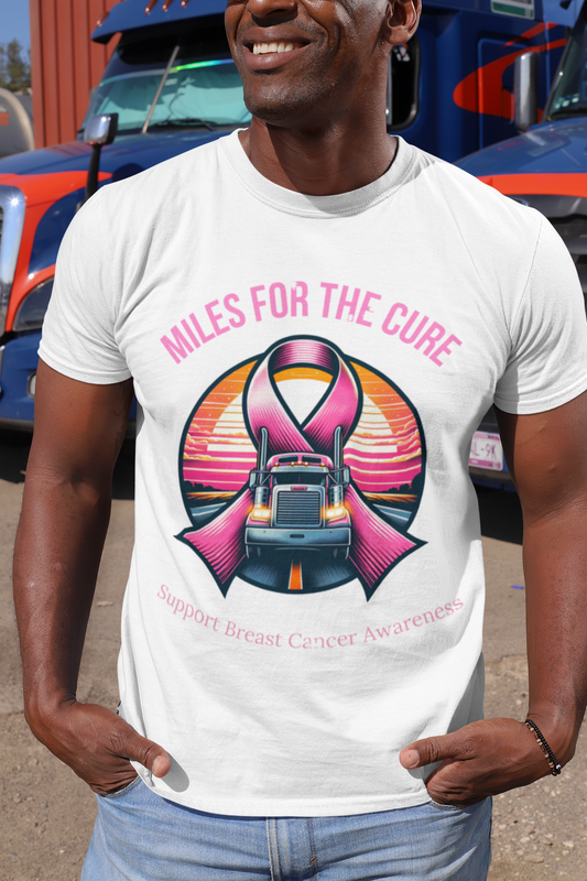 Miles for the Cure - Truck Driver Breast Cancer Awareness T-Shirt