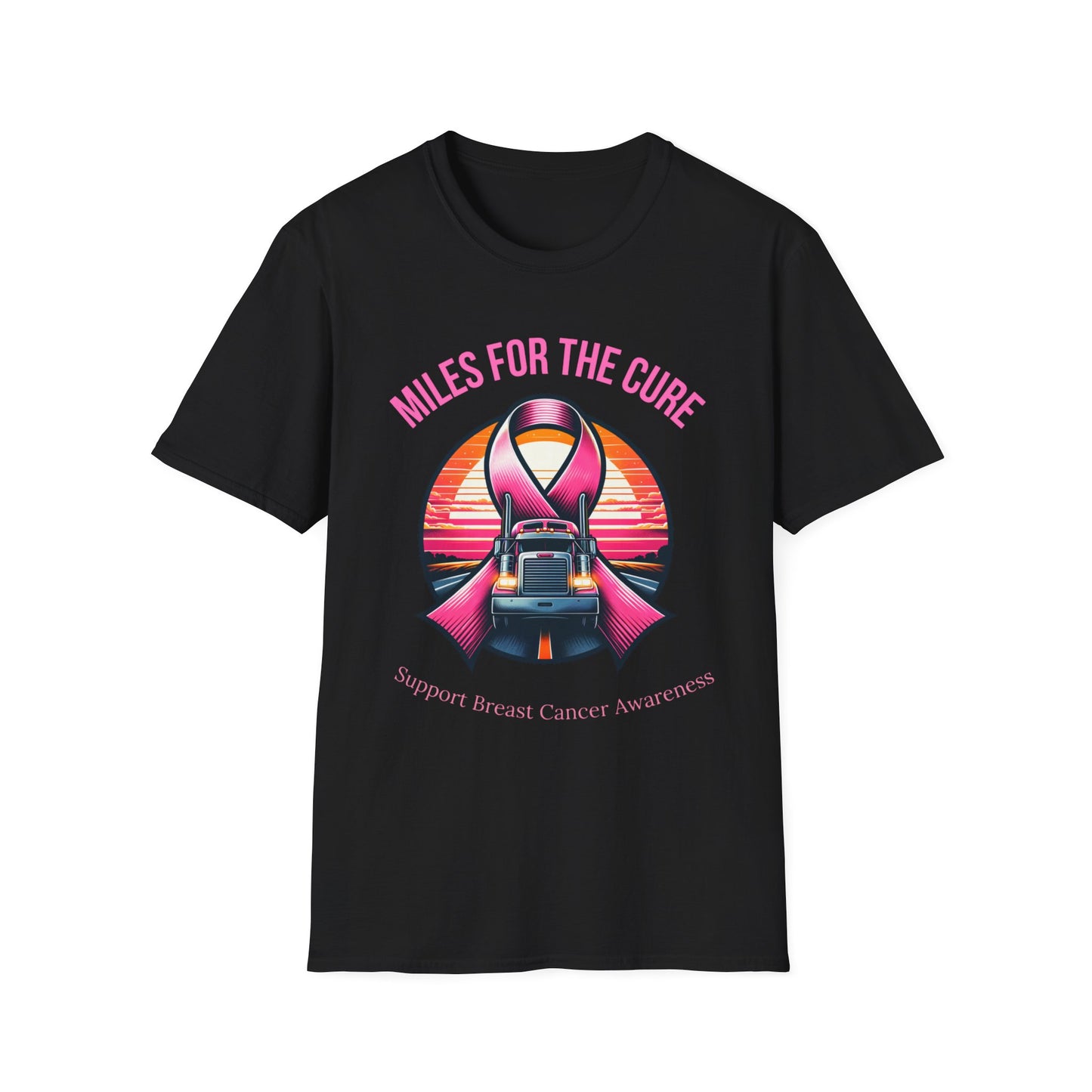 Miles for the Cure - Truck Driver Breast Cancer Awareness T-Shirt