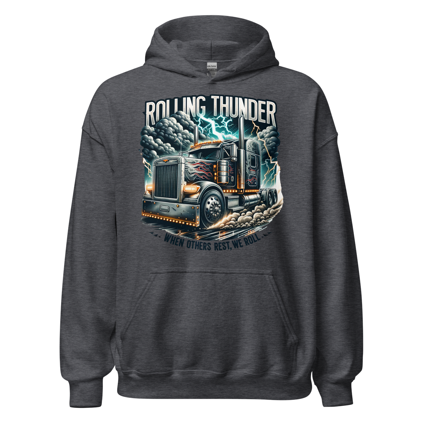 Rolling Thunder Semi-Truck Hoodie – Bold Lightning Design for Truckers